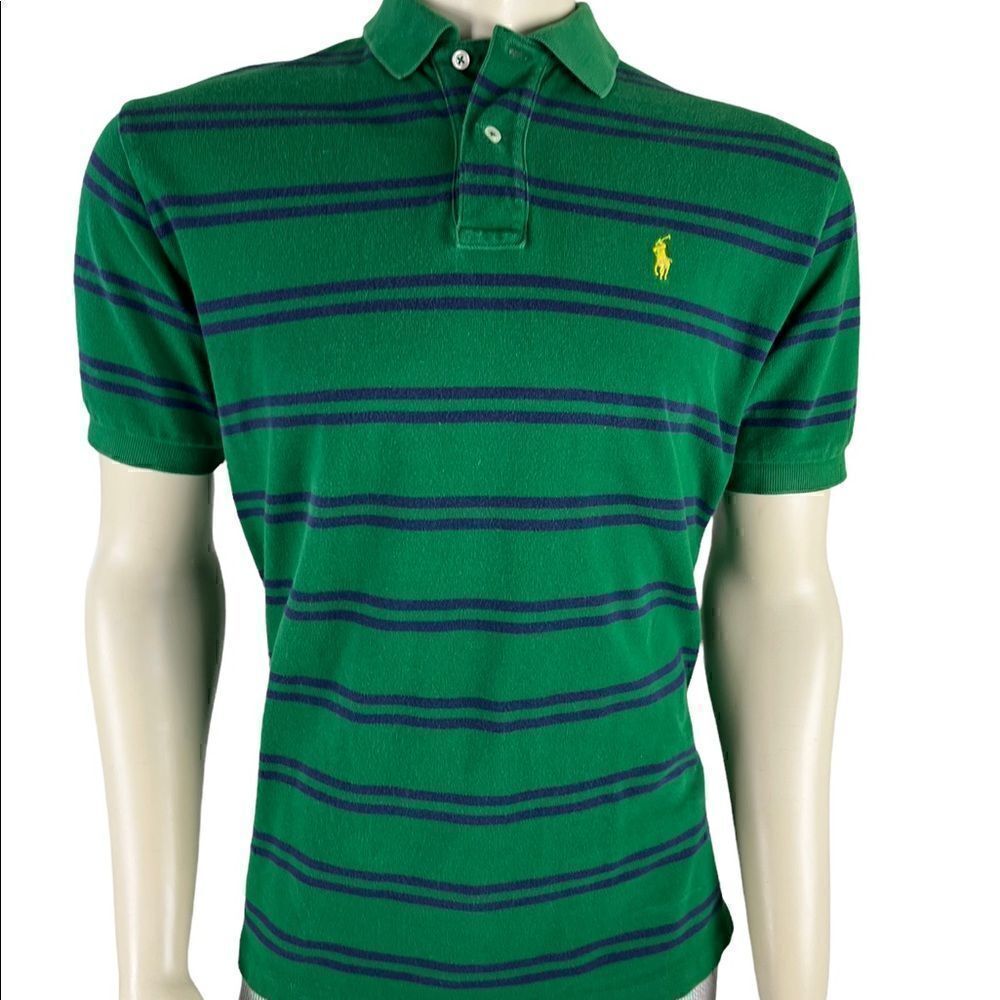 Polo by Ralph Lauren S/S Classic in Kelly Green w/Navy Horizontal Stripes Sz L